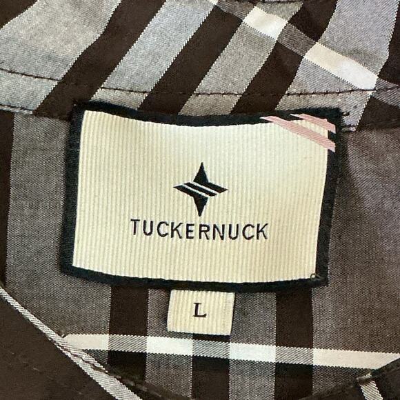 TUCKERNUCK Cedar Check Crosby Dress Brown Plaid Button Front Women's Sz L - Picture 7 of 12